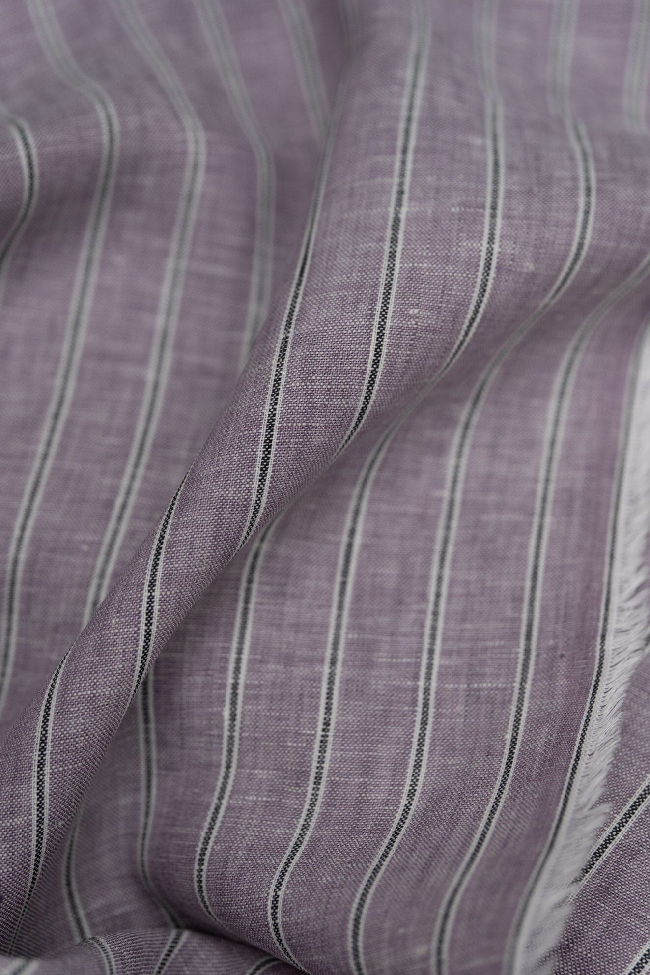 Shirt Fabrics-LaGondola Purple With Ink Stripe Linen for Shirt