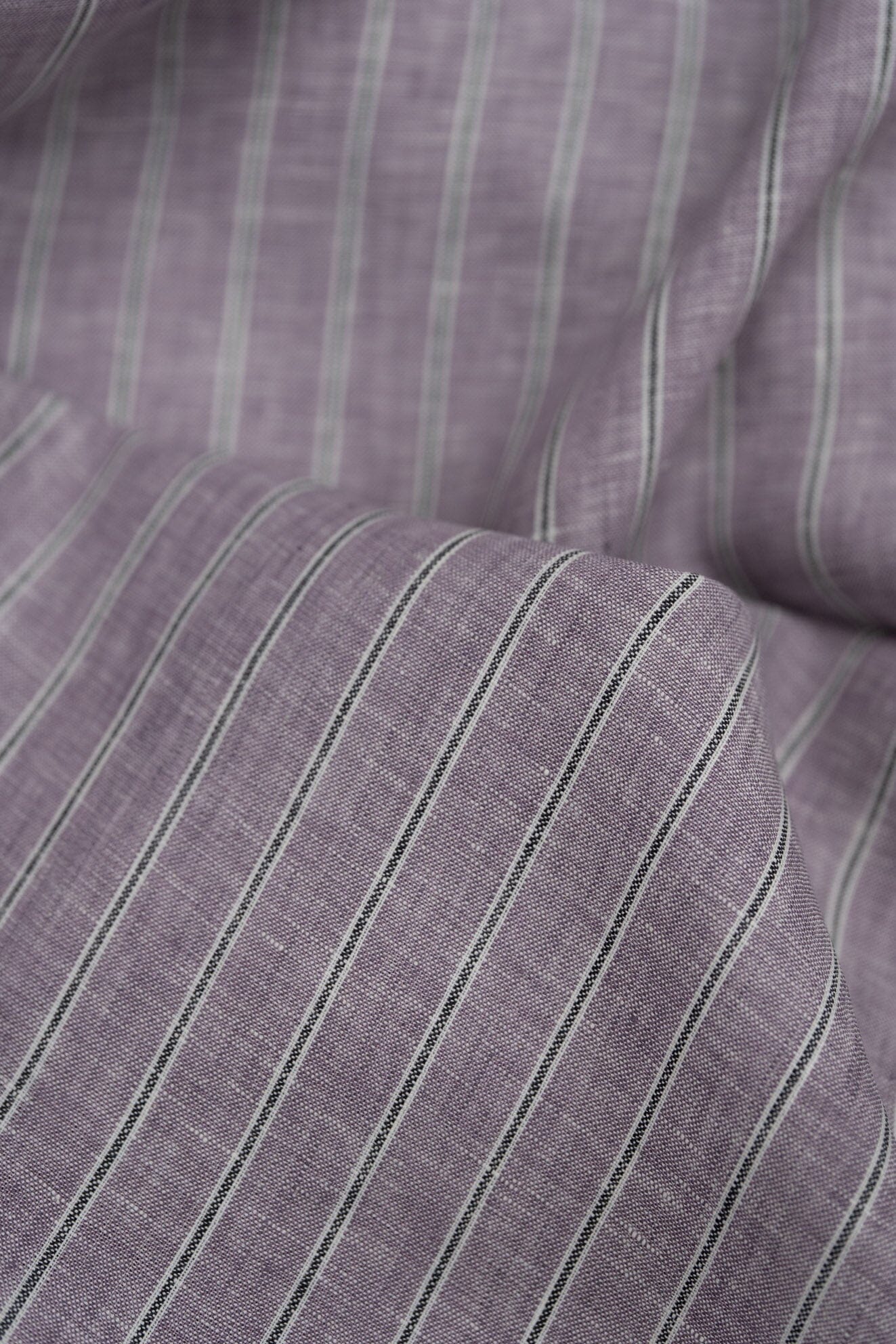 Shirt Fabrics-LaGondola Purple With Ink Stripe Linen for Shirt