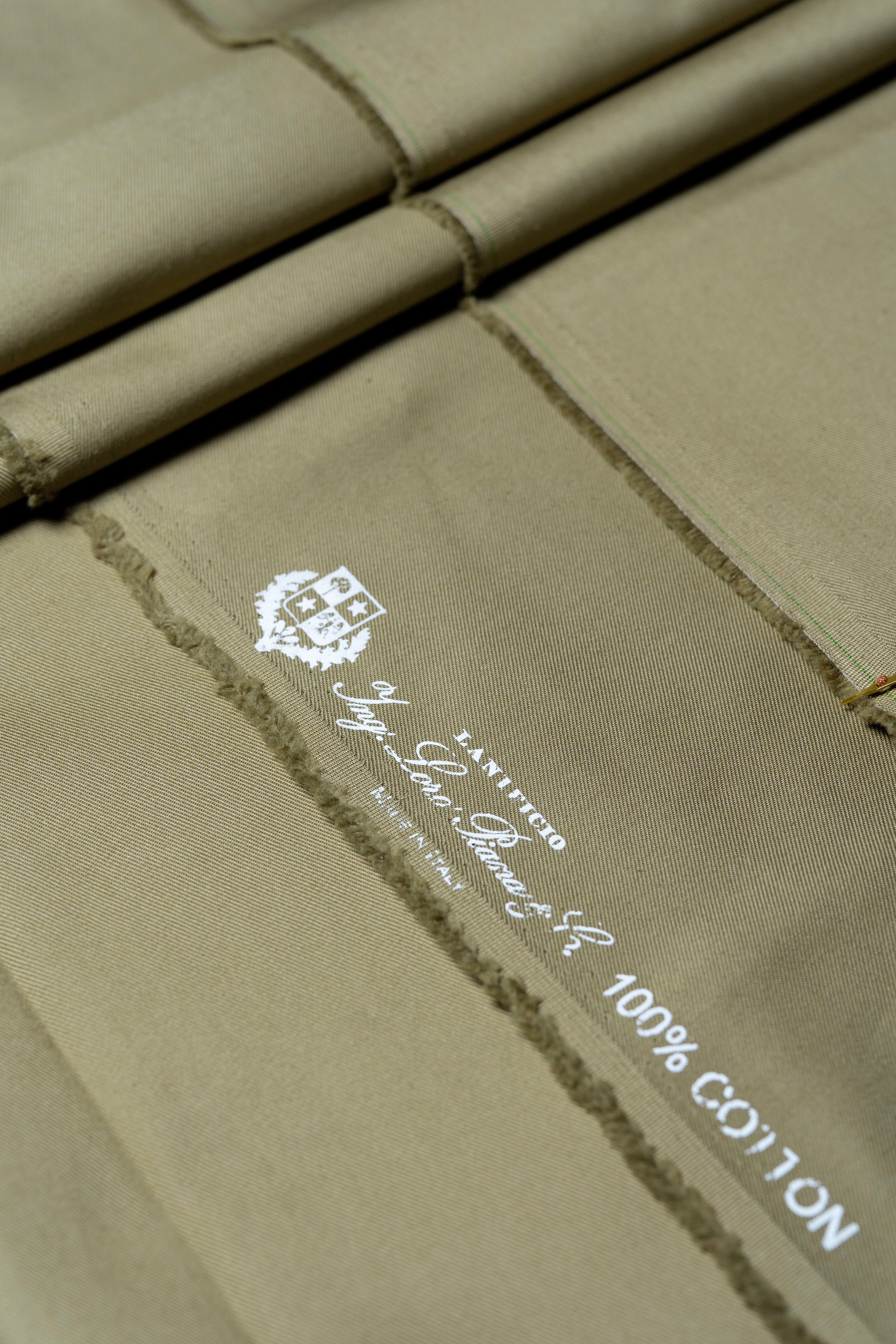 Modern Suit Fabrics-Loro Piana N704068 Loro Piana Taupe Twill Cotton Trousers-1.3m