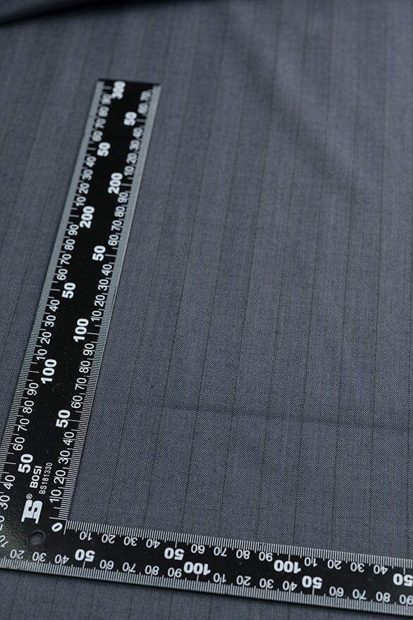 Vintage Suit Fabrics-Mario Capra V20392 Silver Grey Stripe Suiting -3m