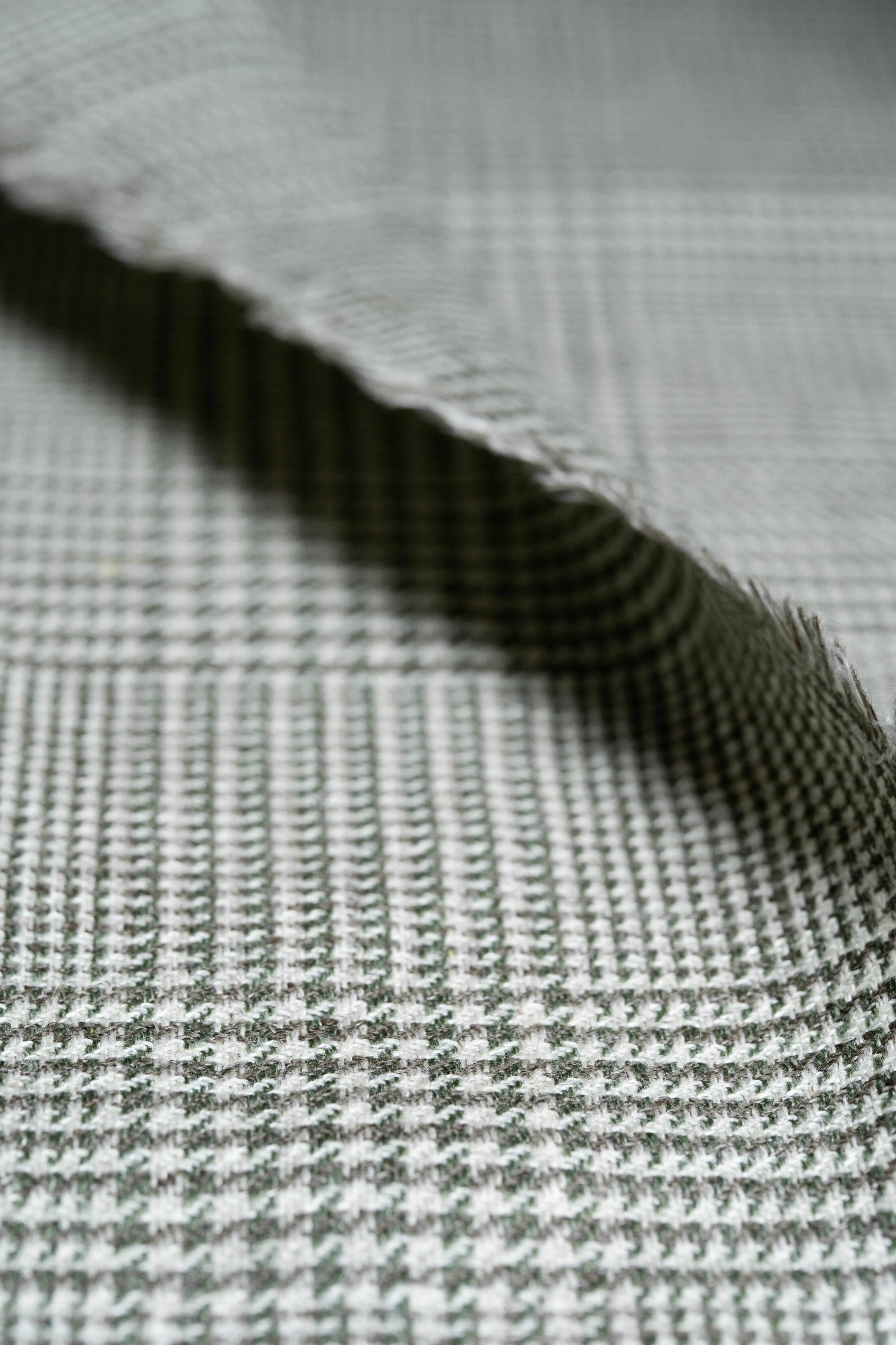 Modern Suit Fabrics-Marling & Evans Marling & Evans Glen Plaid Green & Brown Wool Linen Jacketing (17528/D3)-1.9m