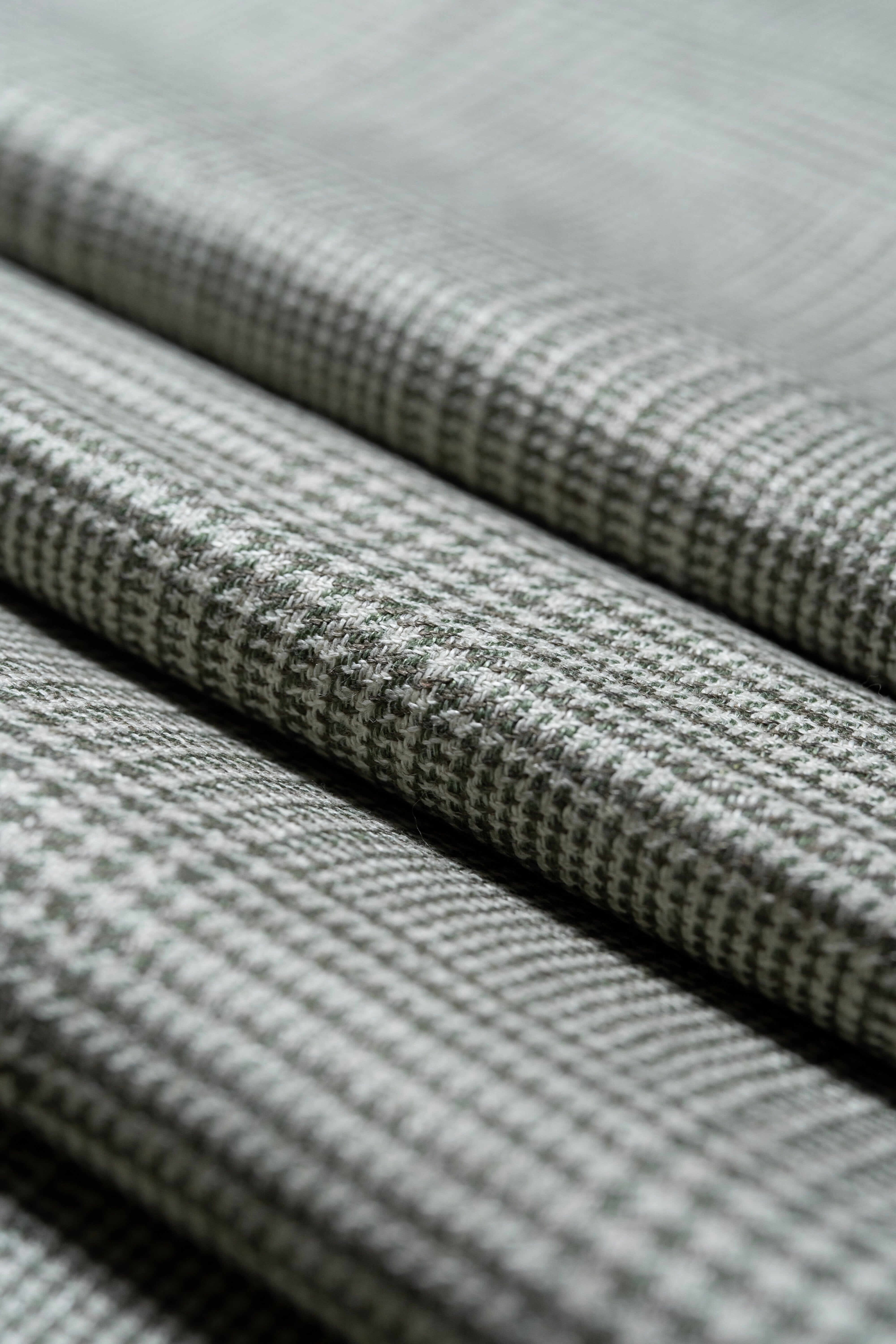 Modern Suit Fabrics-Marling & Evans Marling & Evans Glen Plaid Green & Brown Wool Linen Jacketing (17528/D3)-1.9m