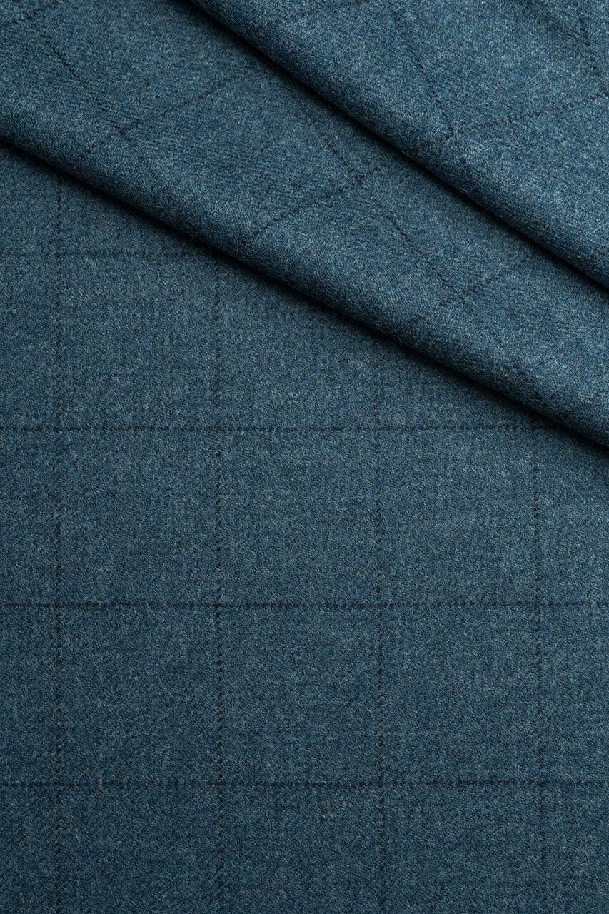 LaGondola Suit Fabric-Marton Mills GC50504 Marton Mills Winte Jacketing-6x6.3cm Slate Blue Windowpane