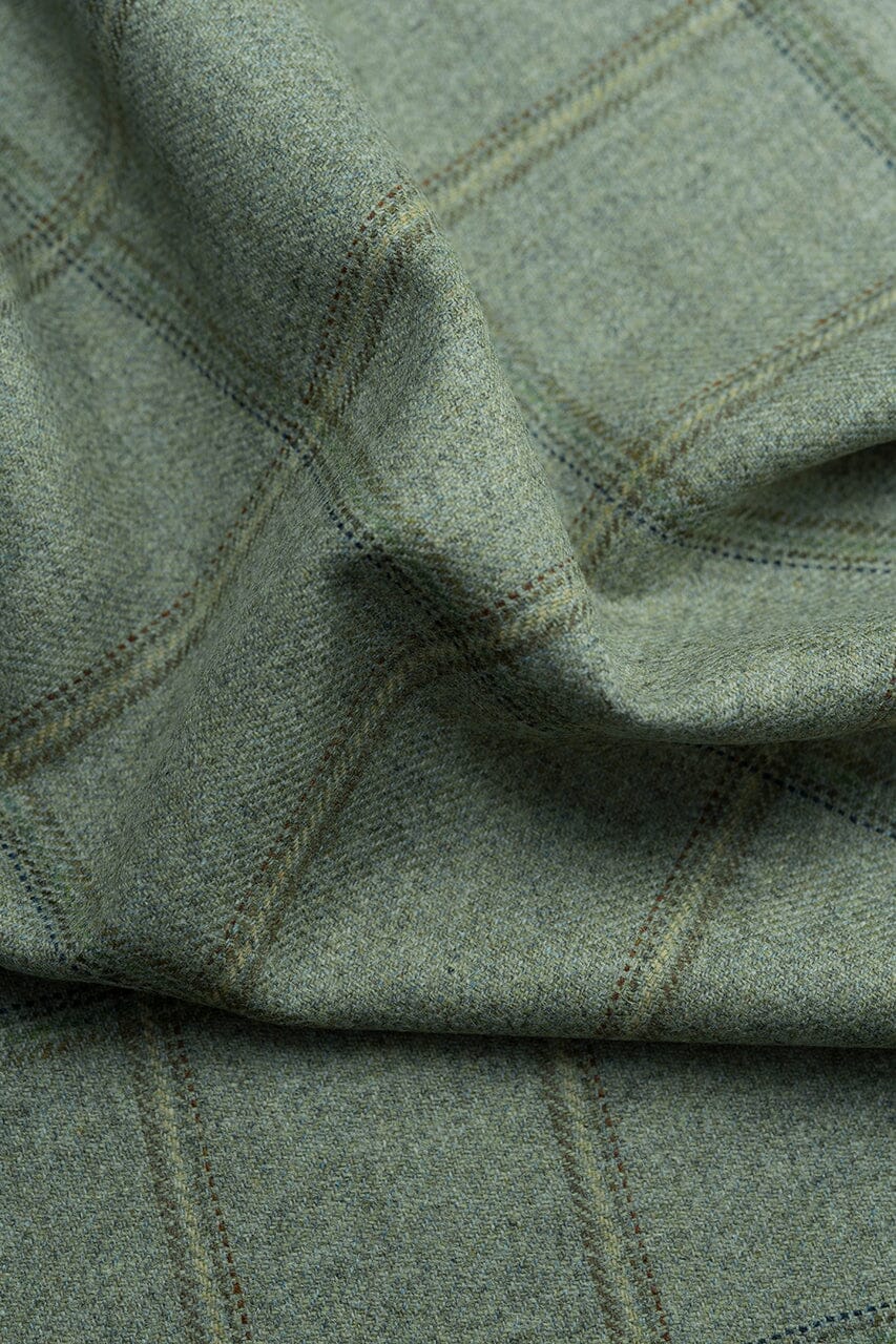 LaGondola Suit Fabric-Marton Mills GC50506 Marton Mills Winte Jacketing-7x8cm Sage Windowpane