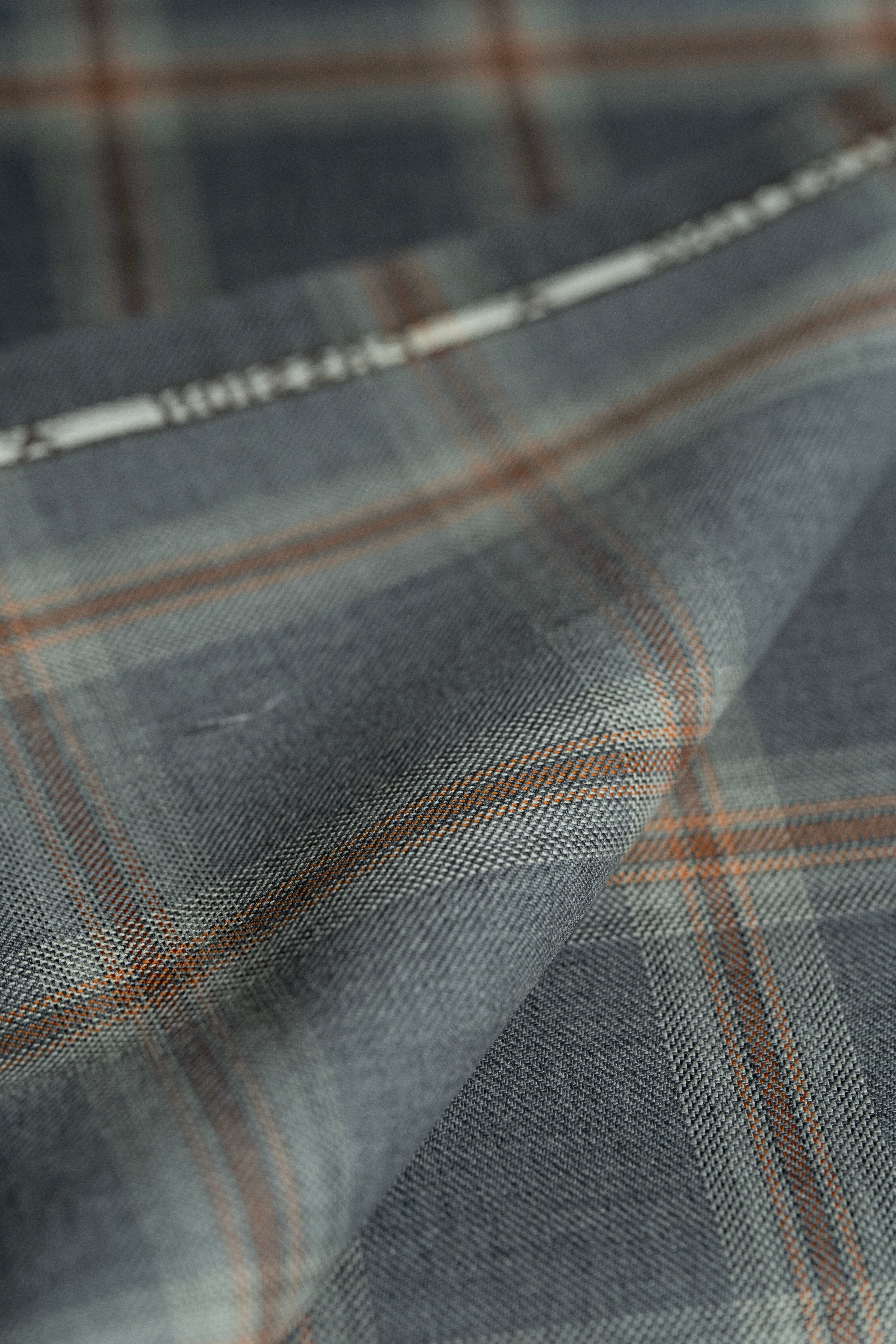 Modern Suit Fabrics-Marzoni SA0823 Marzoni Grey and Red Check Wool Jacketing-3m