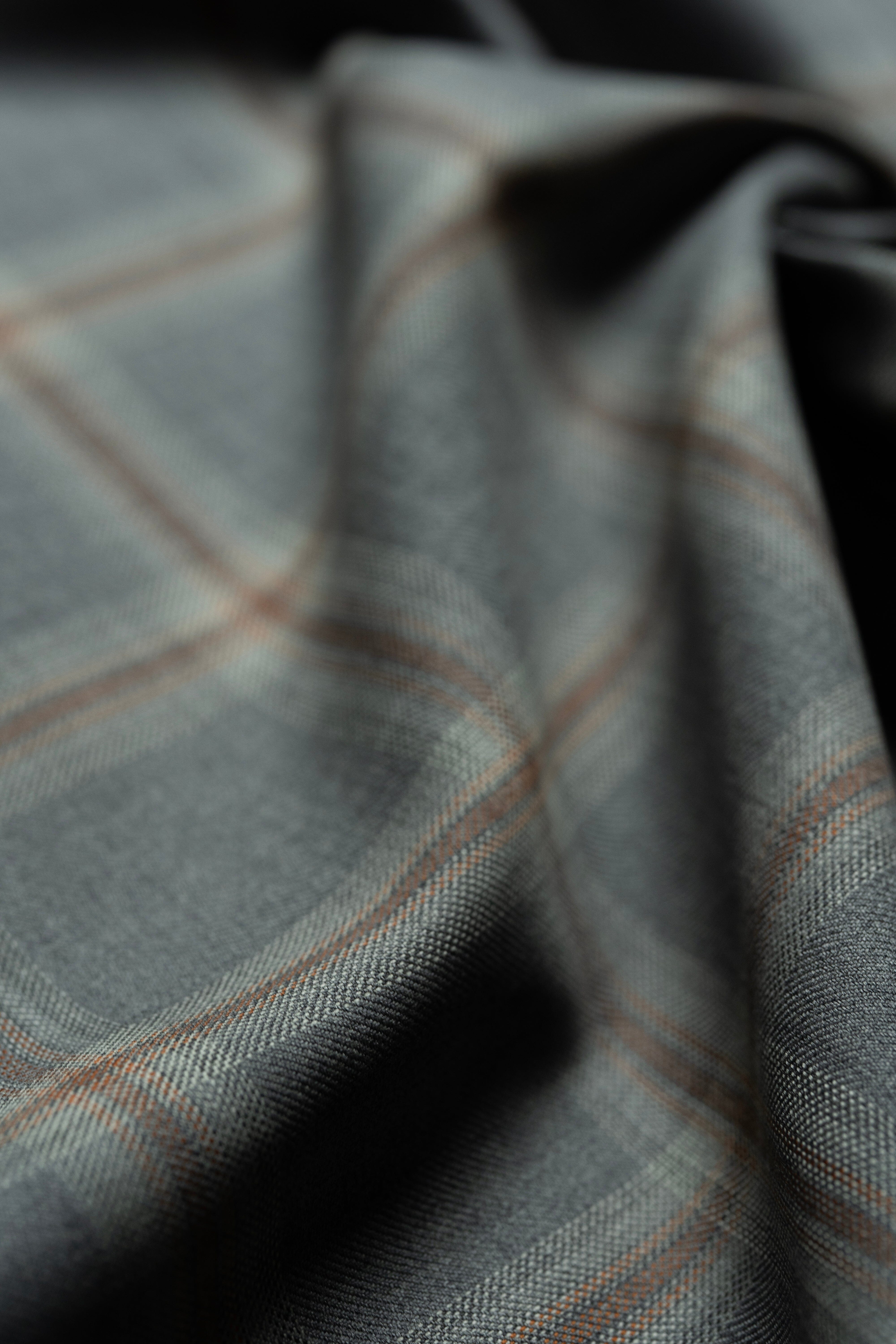 Modern Suit Fabrics-Marzoni SA0823 Marzoni Grey and Red Check Wool Jacketing-3m
