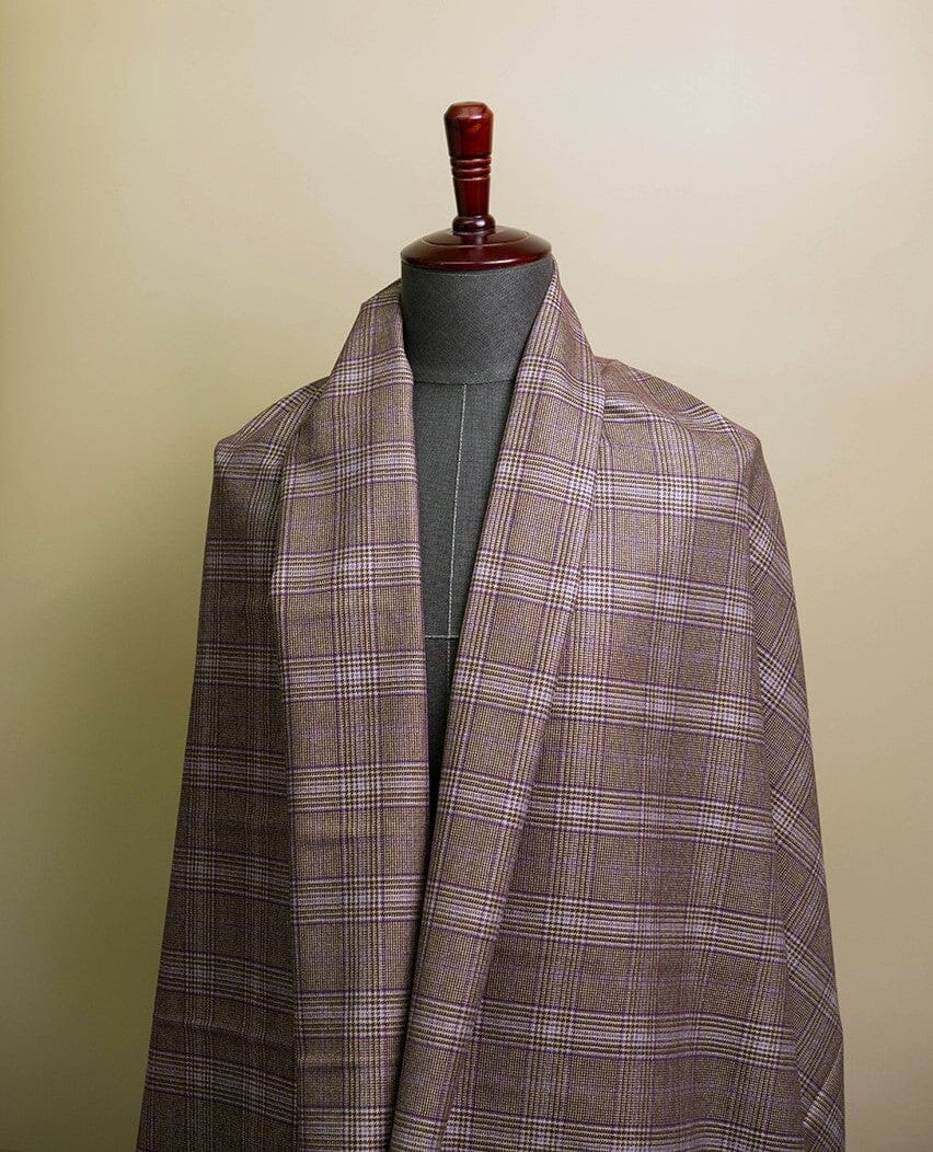 Vintage Suit Fabrics-Marzoni V23253 Marzoni Purple&Brown Check Jacketing -1.9m