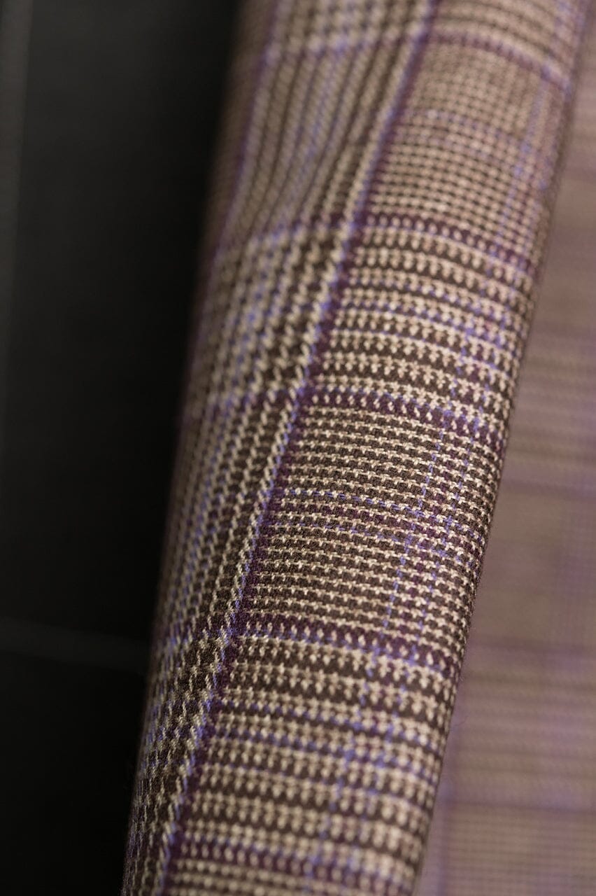 Vintage Suit Fabrics-Marzoni V23253 Marzoni Purple&Brown Check Jacketing -1.9m