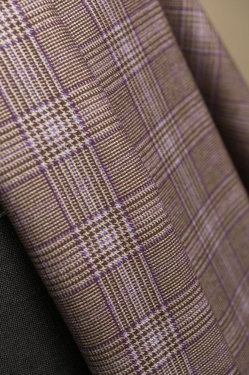 Vintage Suit Fabrics-Marzoni V23253 Marzoni Purple&Brown Check Jacketing -1.9m