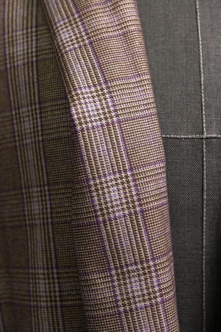 Vintage Suit Fabrics-Marzoni V23253 Marzoni Purple&Brown Check Jacketing -1.9m