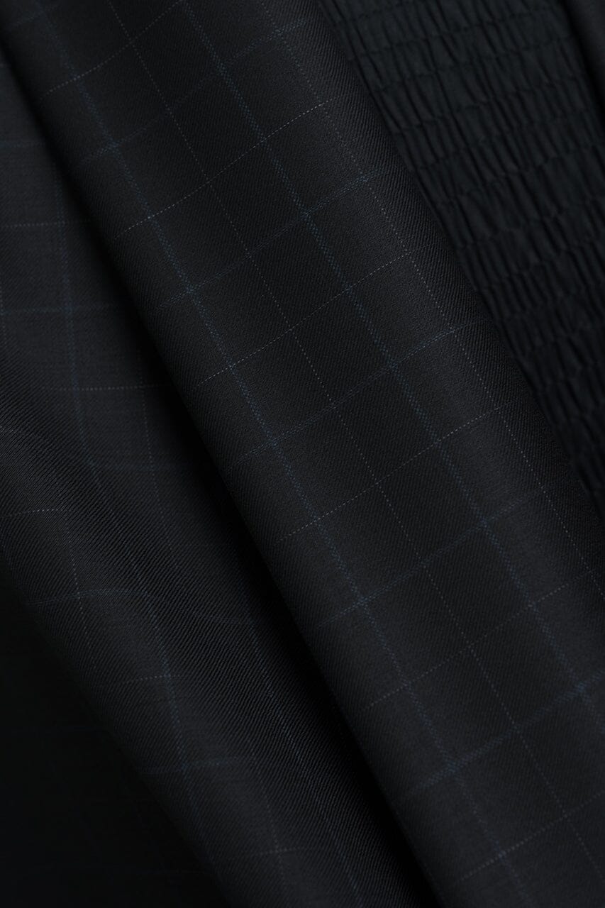 Vintage Suit Fabrics-Marzoni V23319 Marzoni Black Check Wool Suiting-3.1m