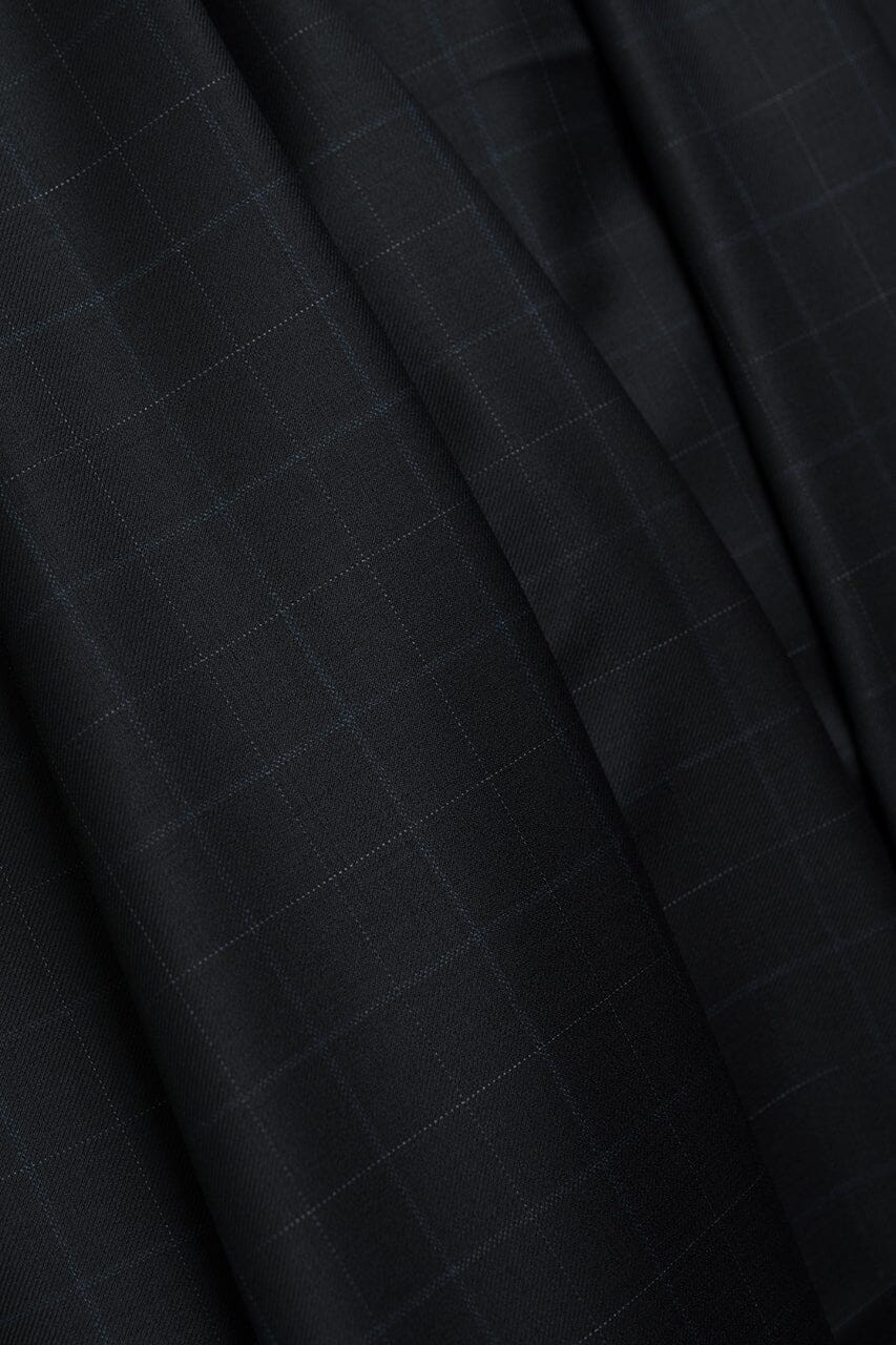 Vintage Suit Fabrics-Marzoni V23319 Marzoni Black Check Wool Suiting-3.1m