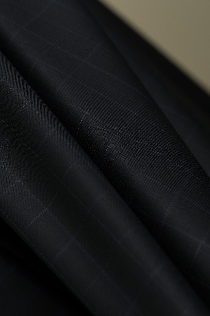 Vintage Suit Fabrics-Marzoni V23319 Marzoni Black Check Wool Suiting-3.1m