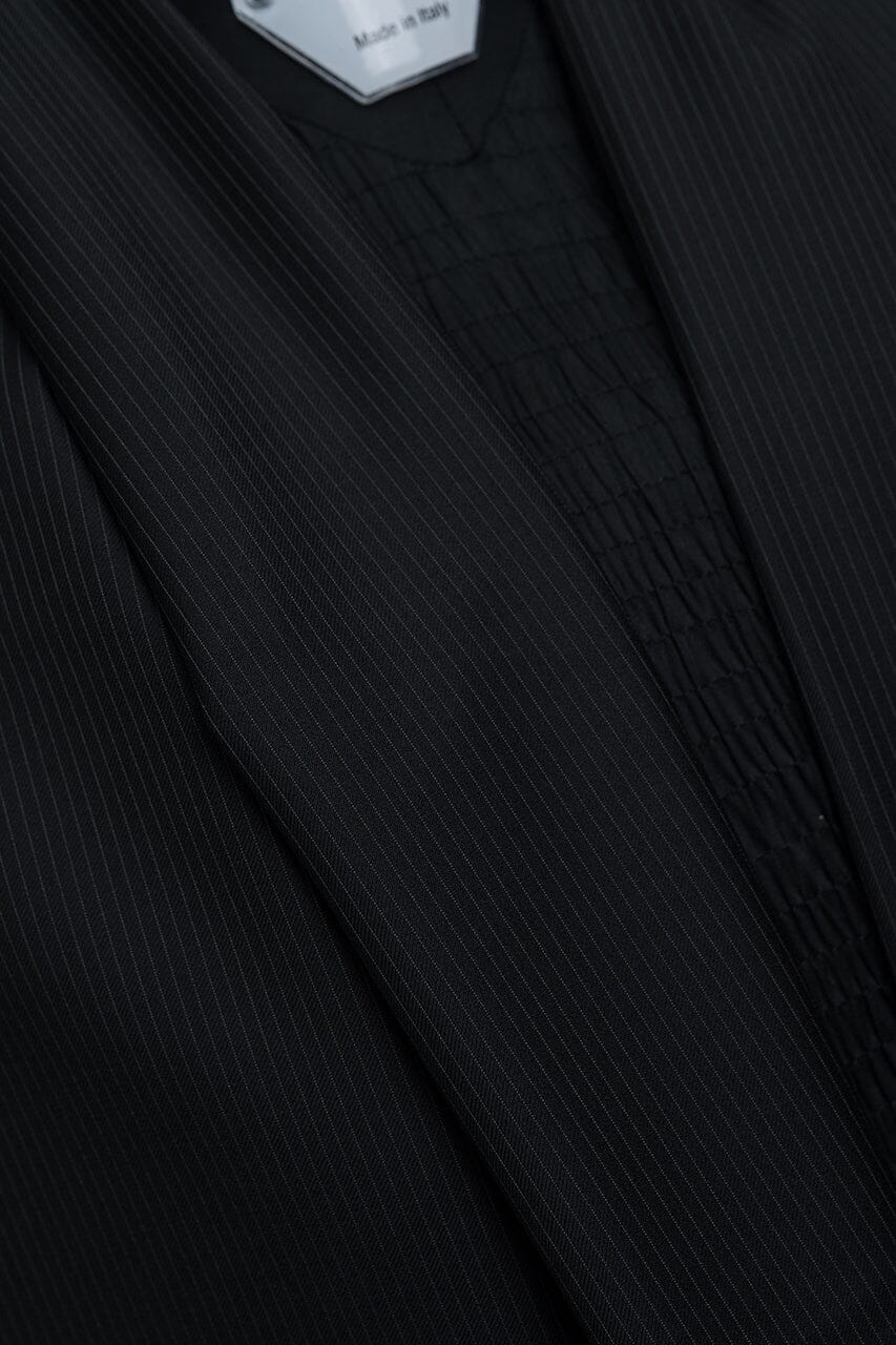 Vintage Suit Fabrics-Marzoni V23326 Marzoni Black Stripe Wool Suiting-3m