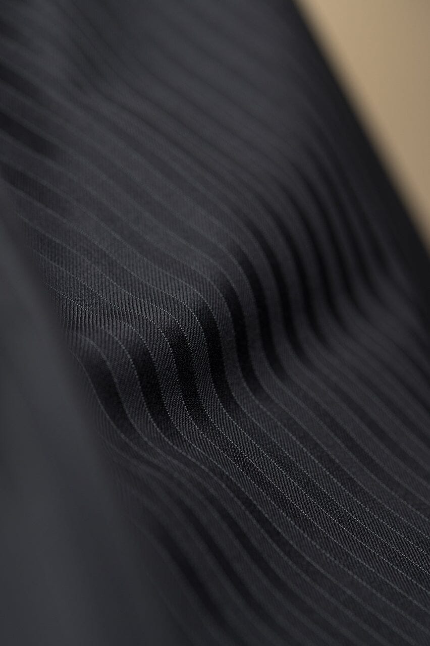 Vintage Suit Fabrics-Marzoni V23350 Marzoni Black Stripe Wool Suiting-3m