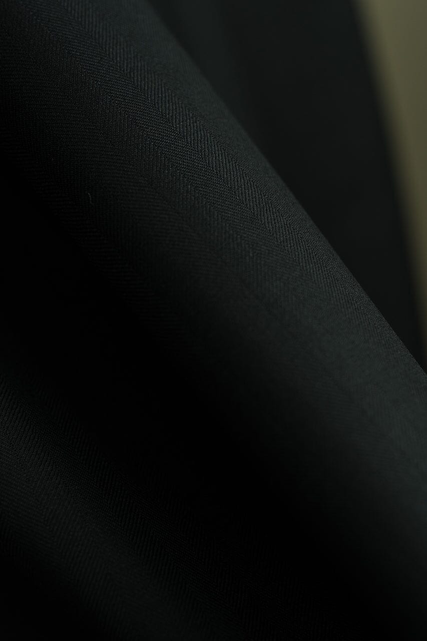 Vintage Suit Fabrics-Marzoni V23416 Marzoni Black Herringbone Wool Suiting -3m