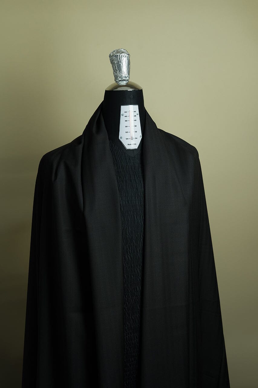 Vintage Suit Fabrics-Marzoni V23416 Marzoni Black Herringbone Wool Suiting -3m
