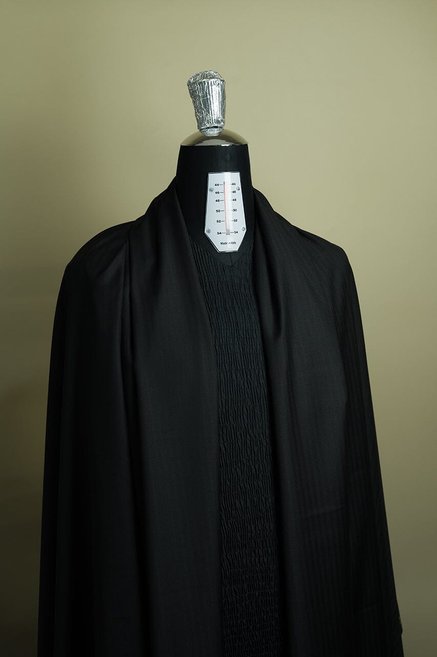 Vintage Suit Fabrics-Marzoni V23417 Marzoni Black Herringbone Wool Silk Cashmere Suiting -3m