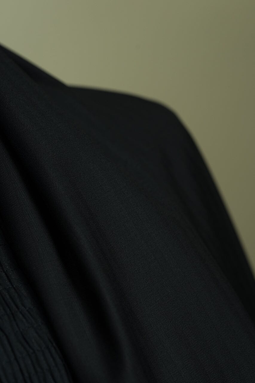 Vintage Suit Fabrics-Marzoni V23417 Marzoni Black Herringbone Wool Silk Cashmere Suiting -3m