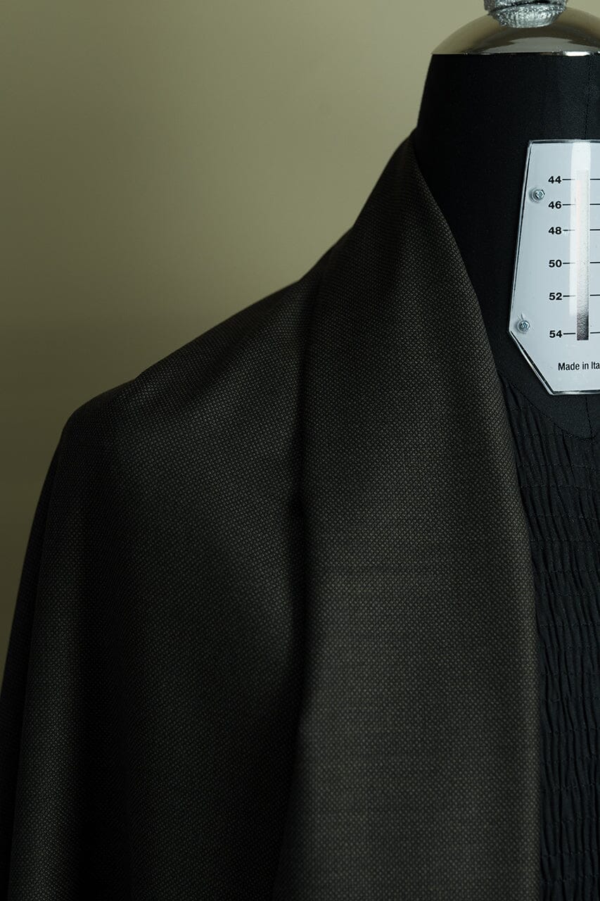 Vintage Suit Fabrics-Marzoni V23420 Marzoni Coffee Nailhead Wool Cashmere Suiting -2.7m
