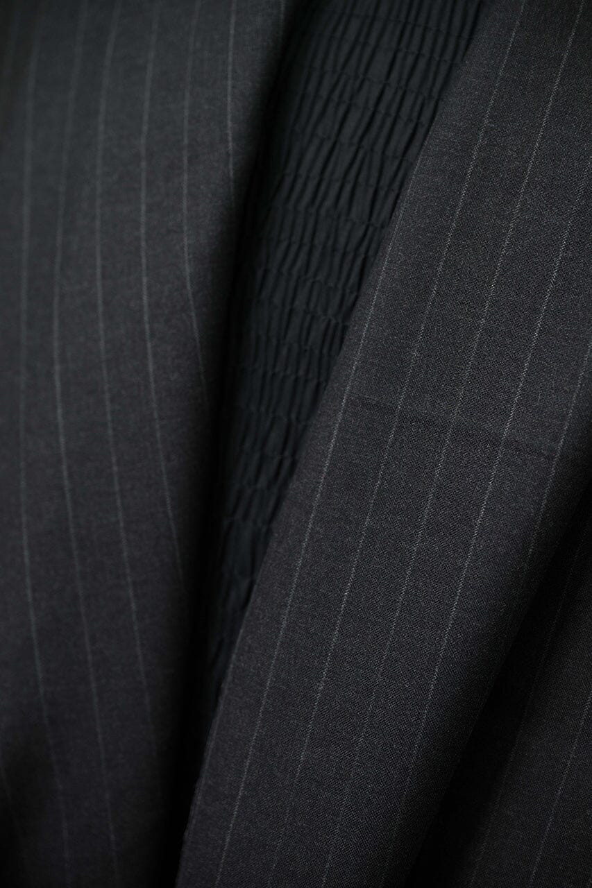 Vintage Suit Fabrics-Minova V23219 Charcoal Stripe Wool Suiting 3.2m