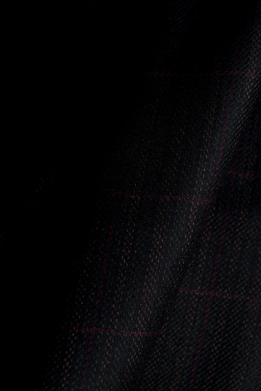 Vintage Suit Fabrics-Moxon V23532 Moxon Red & Brown Check Wool & Cashmere Jacketing -1.85m