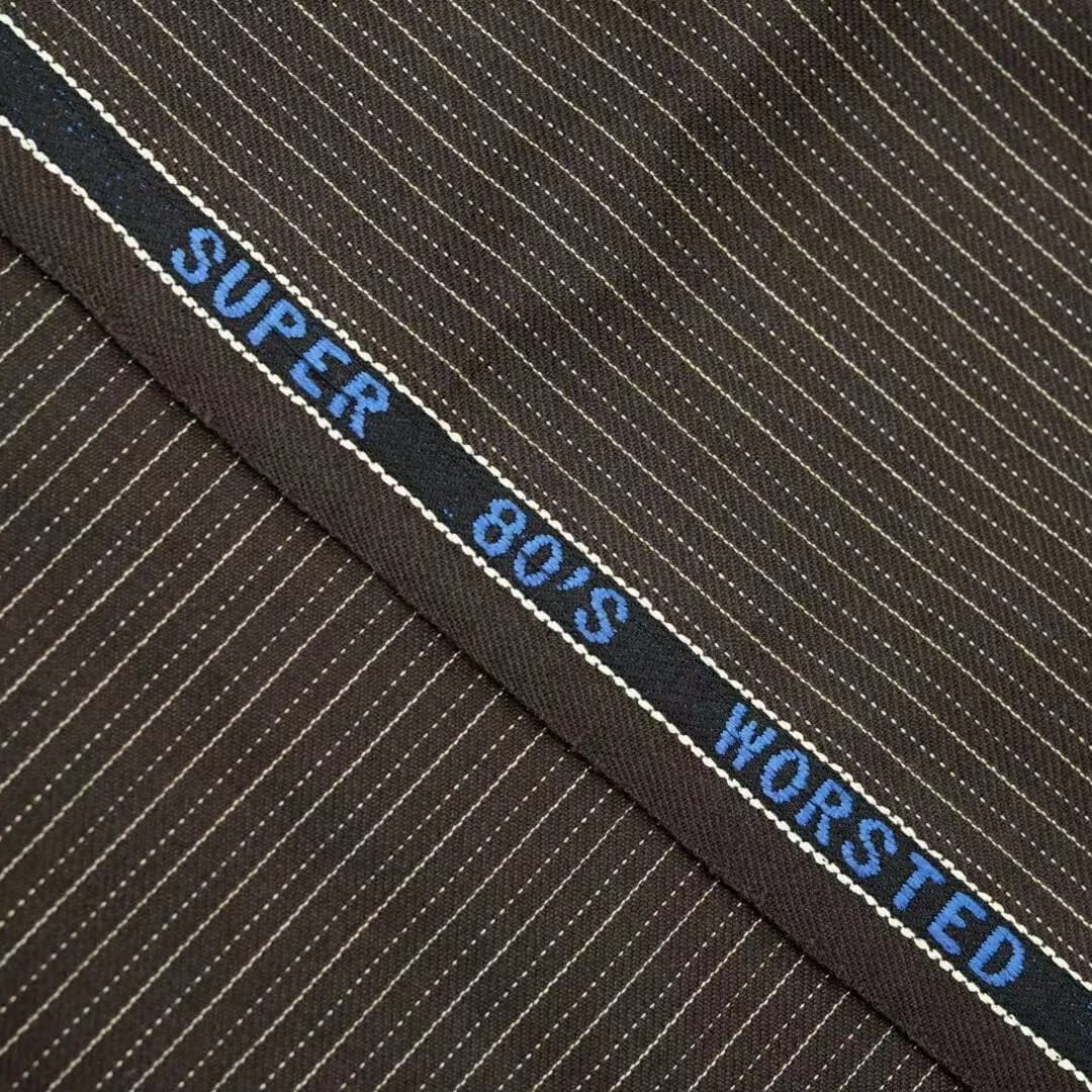 Vintage Suit Fabrics-North Way Mills V20073 Brown Multi Stripe Suiting-3.6m