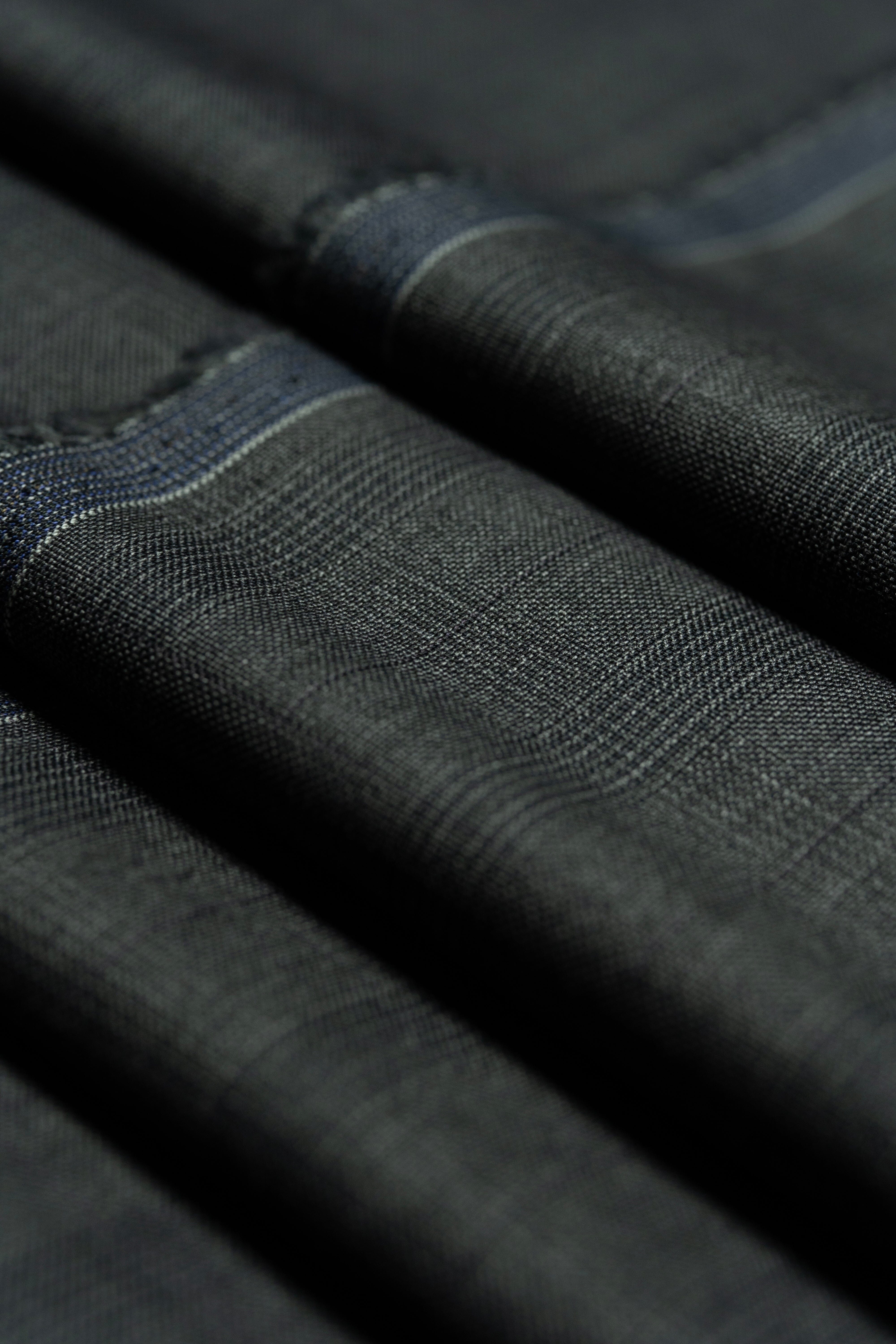Modern Suit Fabrics-reda 730221 Reda Charcoal Glen Plaid Super 130's Wool Suiting - 2.9m