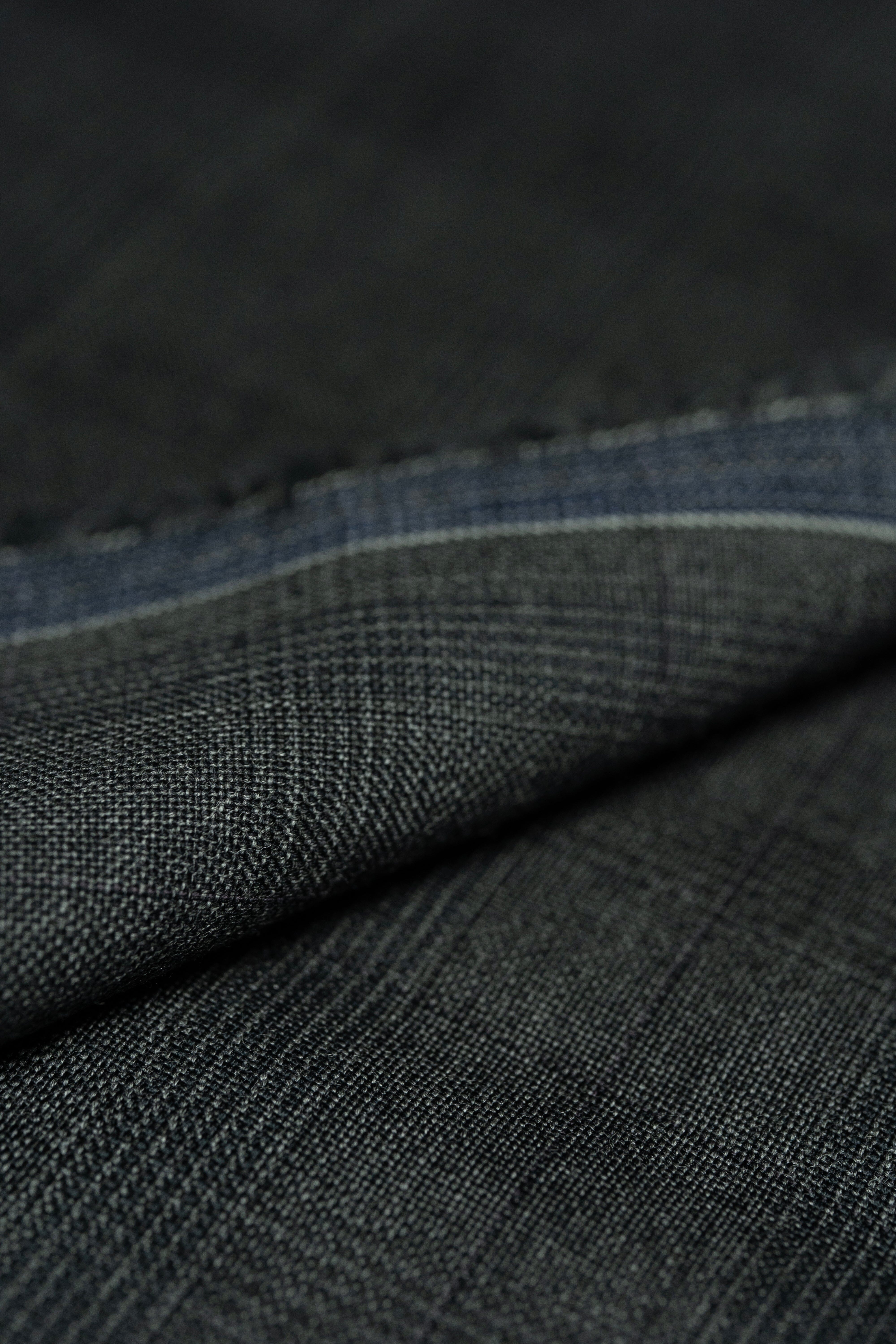 Modern Suit Fabrics-reda 730221 Reda Charcoal Glen Plaid Super 130's Wool Suiting - 2.9m