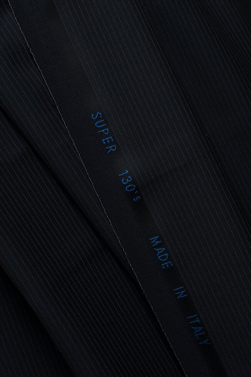 Vintage Suit Fabrics-reda V23324 Reda Black Stripe 130's Wool Suiting-3m