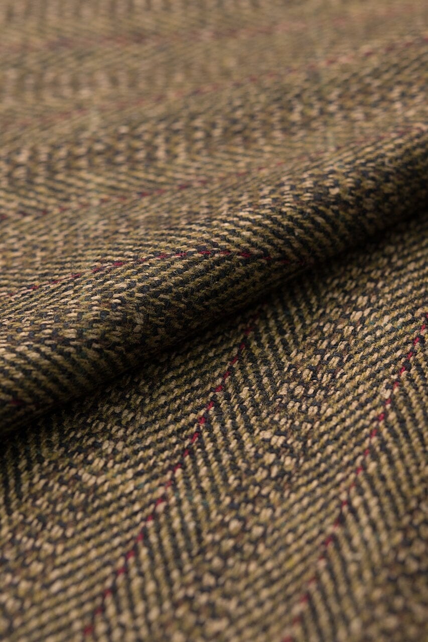 Vintage Suit Fabrics-Reiss Man V232 Amber Herringbone Wool/Silk Jacketing (price per 0.25m)