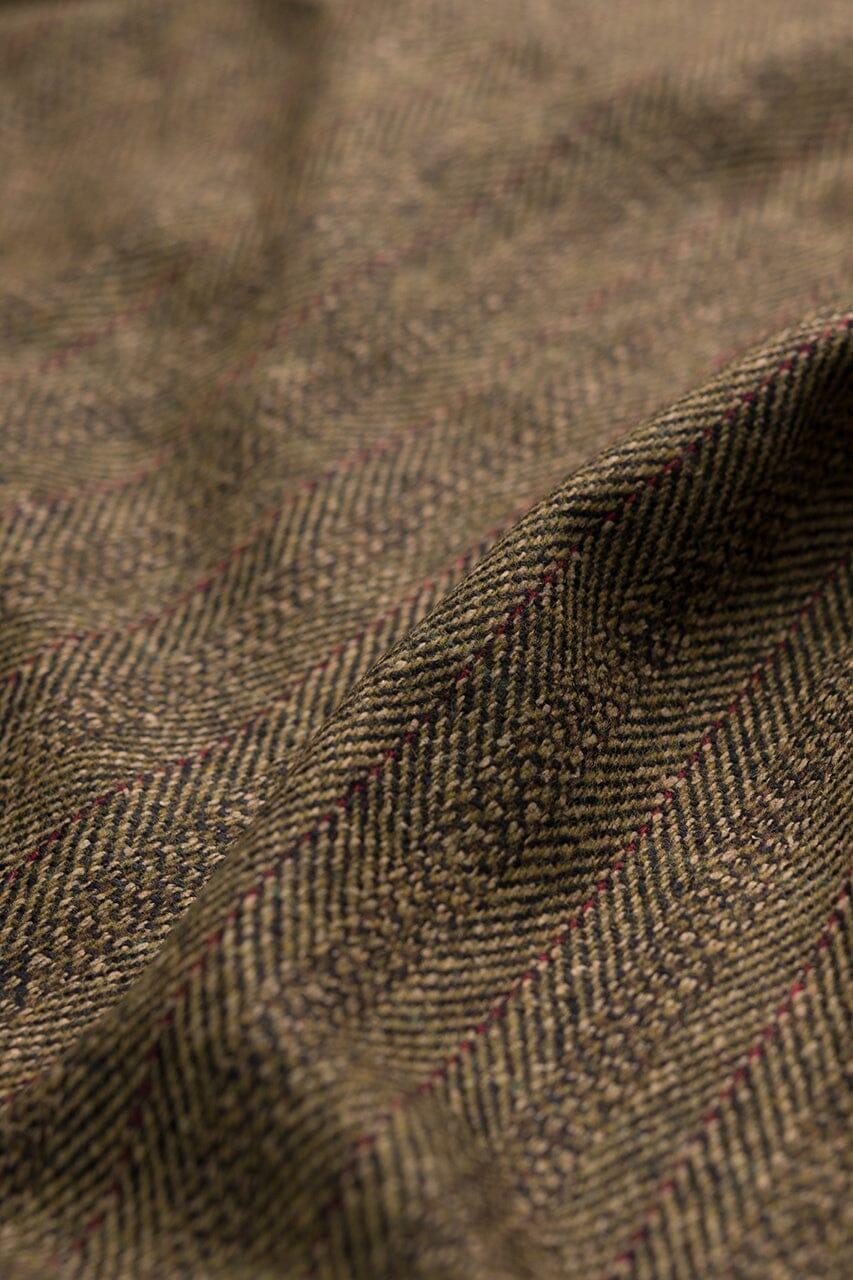 Vintage Suit Fabrics-Reiss Man V232 Amber Herringbone Wool/Silk Jacketing (price per 0.25m)