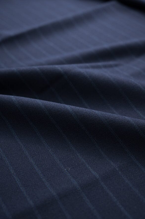 Vintage Suit Fabrics-Rikmar V20282 Blue Stripe Pure Wool Suiting -2.5m