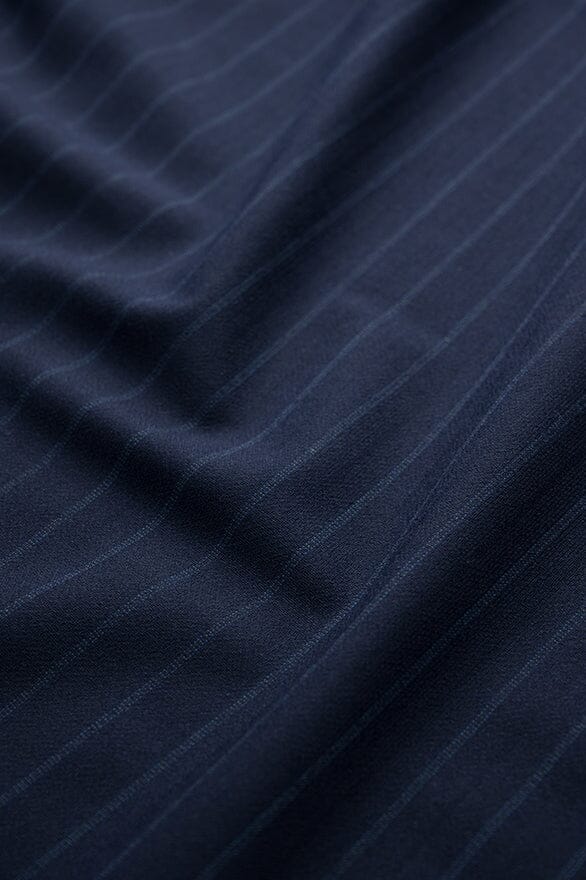 Vintage Suit Fabrics-Rikmar V20282 Blue Stripe Pure Wool Suiting -2.5m