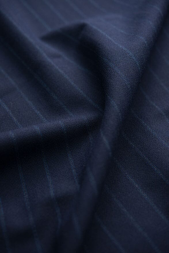 Vintage Suit Fabrics-Rikmar V20282 Blue Stripe Pure Wool Suiting -2.5m