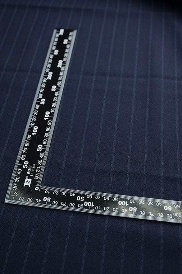 Vintage Suit Fabrics-Rikmar V20282 Blue Stripe Pure Wool Suiting -2.5m