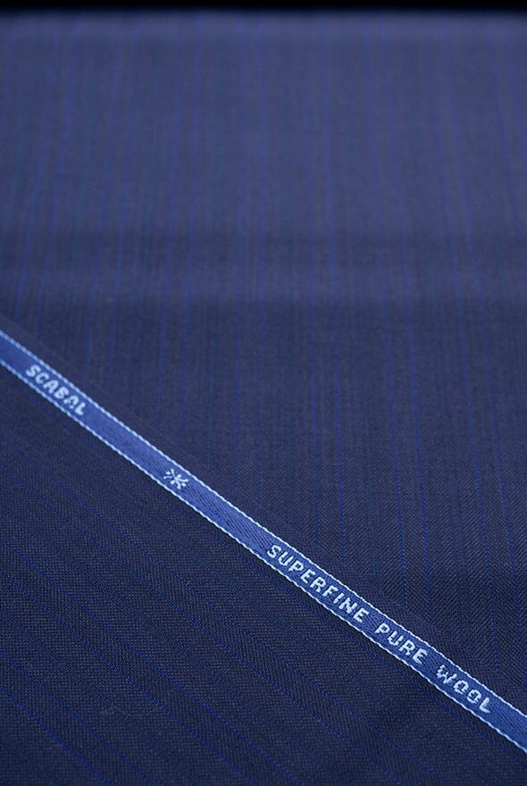 Vintage Suit Fabrics-Scabal V20160 Scabal Dark Blue Stripe Suiting-2.8m