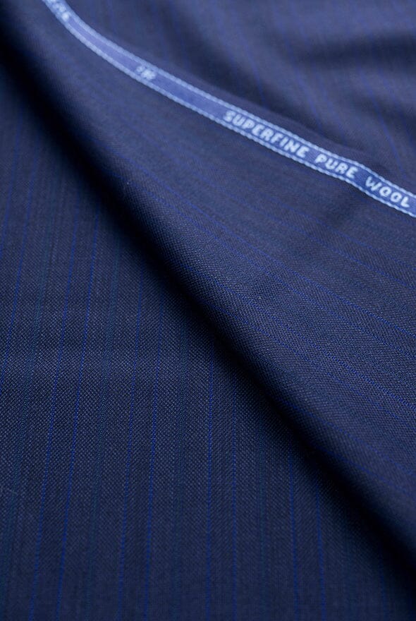 Vintage Suit Fabrics-Scabal V20160 Scabal Dark Blue Stripe Suiting-2.8m