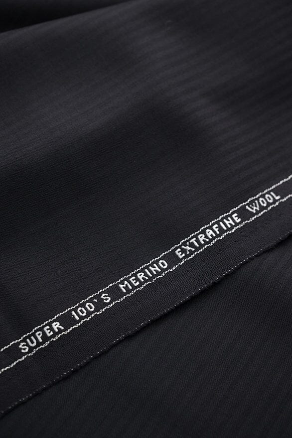 Vintage Suit Fabrics-Scabal V20367 Scabal Black Stripe Super 100's Suiting - 2.8m