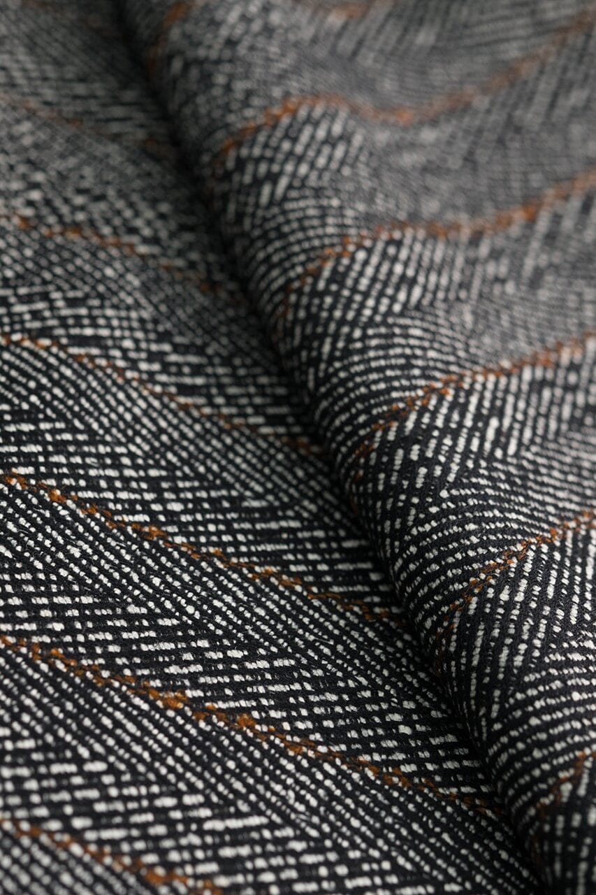 Vintage Suit Fabrics-Schofield & Smith V226 Black & White Herringbone Wool Silk Jacketing (Price per 0.25m)