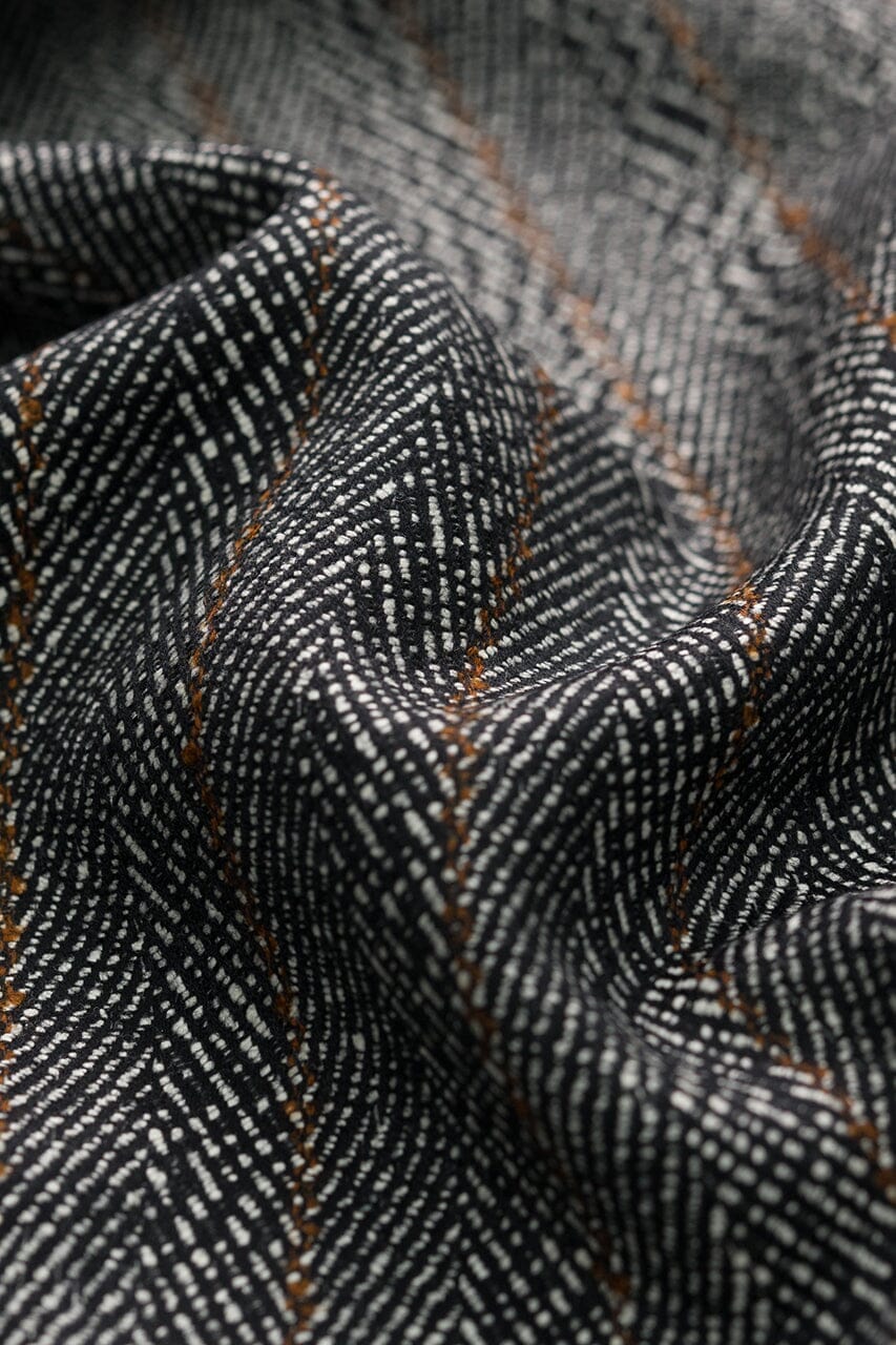 Vintage Suit Fabrics-Schofield & Smith V226 Black & White Herringbone Wool Silk Jacketing (Price per 0.25m)