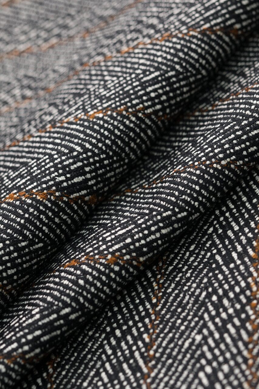 Vintage Suit Fabrics-Schofield & Smith V226 Black & White Herringbone Wool Silk Jacketing (Price per 0.25m)