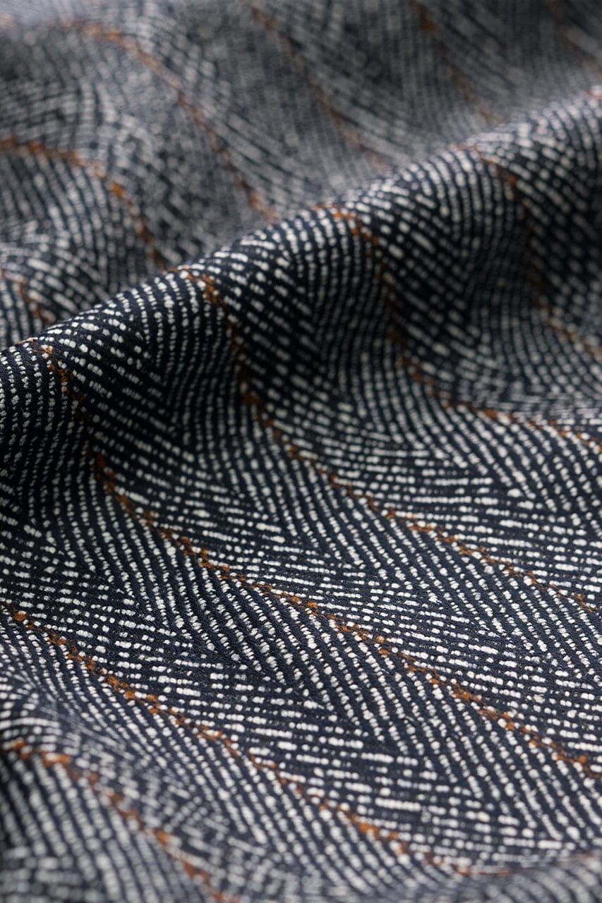 Vintage Suit Fabrics-Schofield & Smith V235 Dark Navy Herringbone & Stripe Wool Silk Jacketing (Price per 0.25m)
