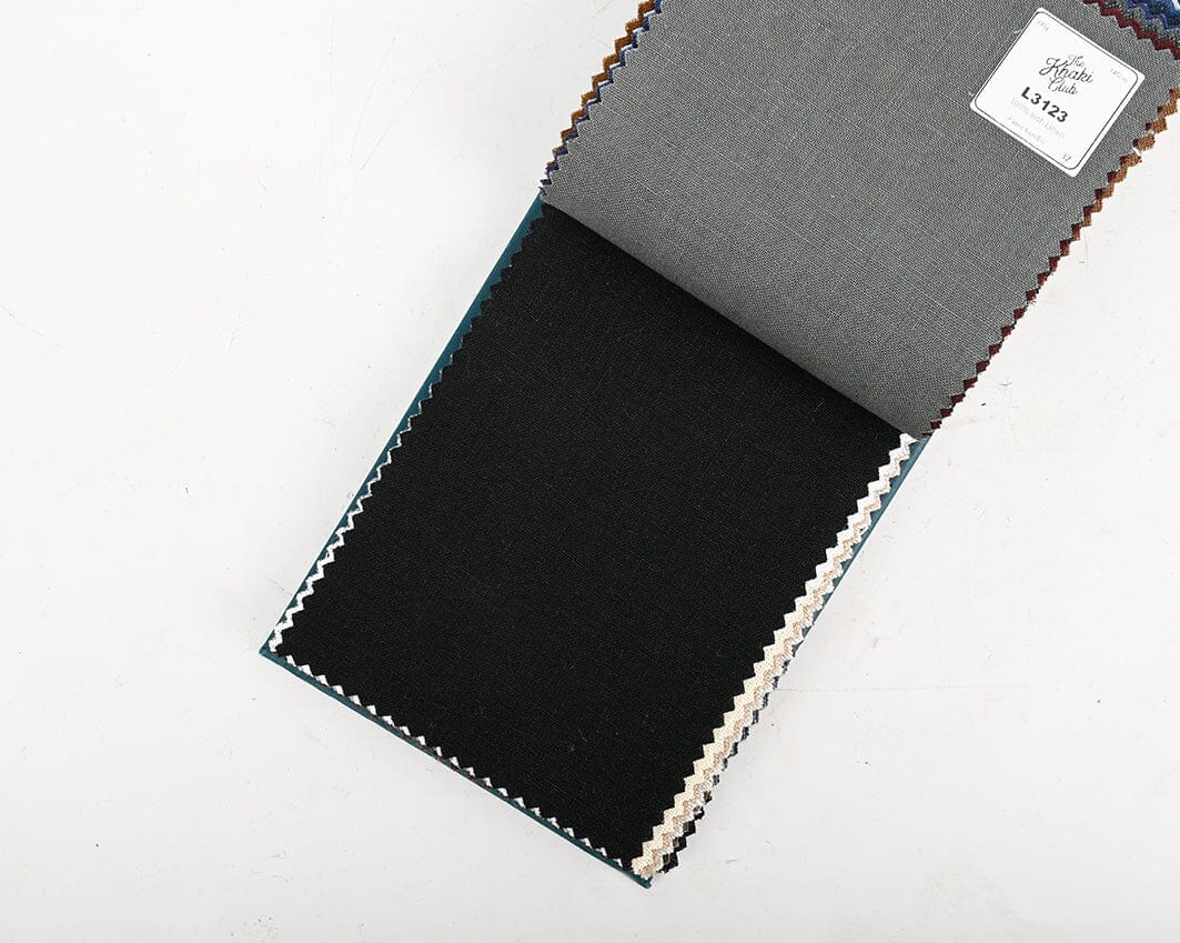 TheKhakiClub Suit Fabric-Spence Bryson L3124 Solid Black Heavy Irish Linen