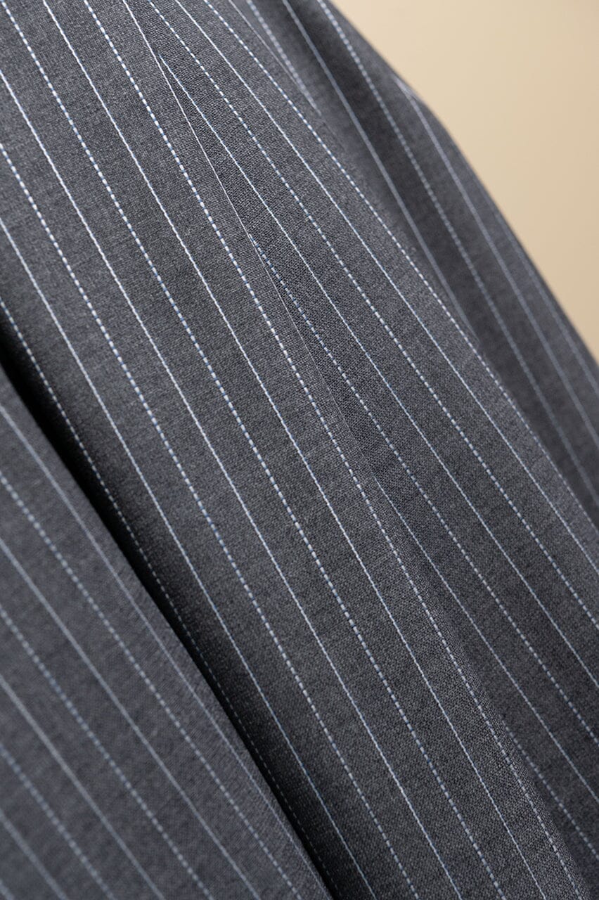 Vintage Suit Fabrics-Taylor & Lodge V23403 Taylor & Lodge Grey Stripe Wool Suiting-3m