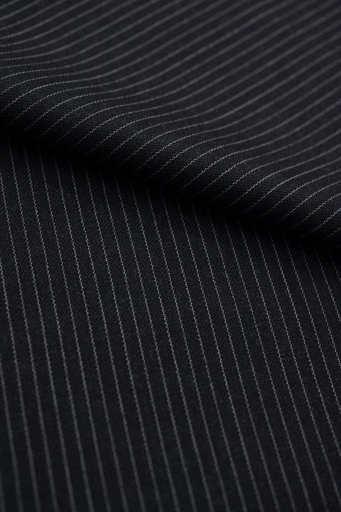 V10068 Dark Charcoal Stripe 100s Wool Suiting-2.8m VINTAGE Moffat Brothers