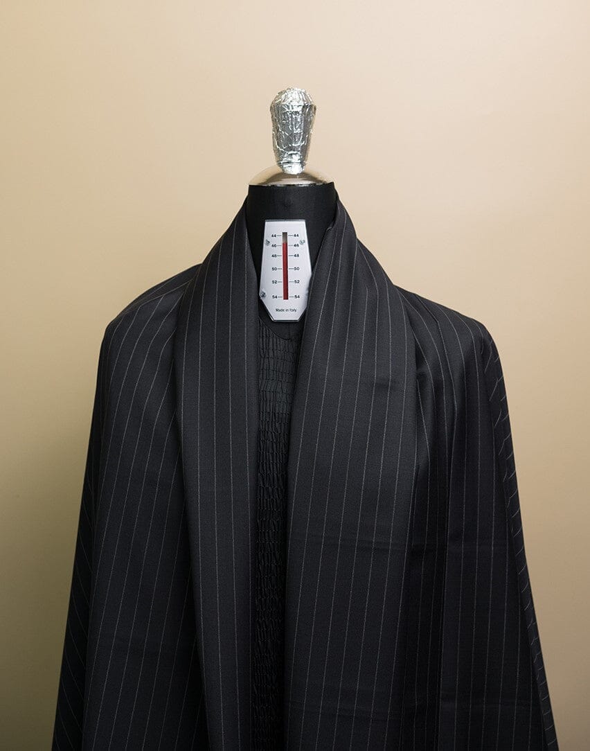 V20018 Black Stripe 120's Wool Suiting -3m VINTAGE Vintage