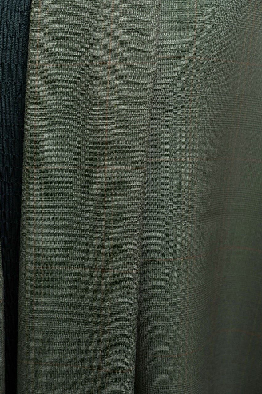 V20042 Green Check Wool Cashmere Jacketing -2m VINTAGE Vintage