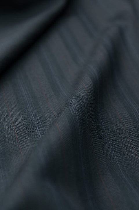 V20278 Scabal Dark Greenish Blue Stripe Suiting -2.9m VINTAGE Scabal