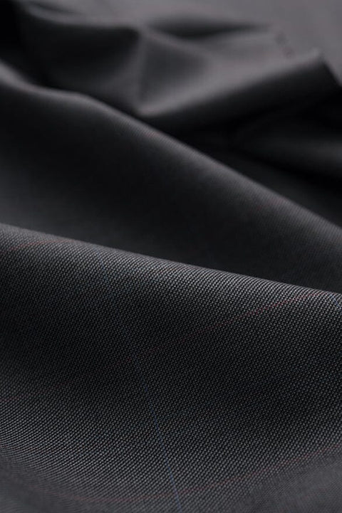 V20401 Dormeuil Charcoal Windowpane Suiting -3m VINTAGE Dormeuil